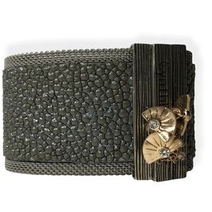 Cynthia Desser Black Gold Diamond Design Cuff Bracelet Rare
